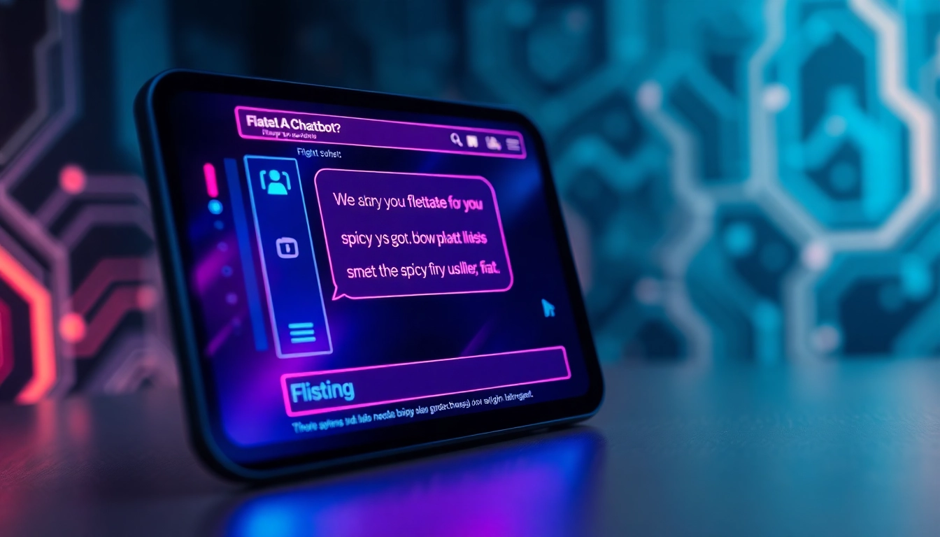 Futuristic AI chatbot interface with vibrant colors and digital conversation visuals on a sleek screen.