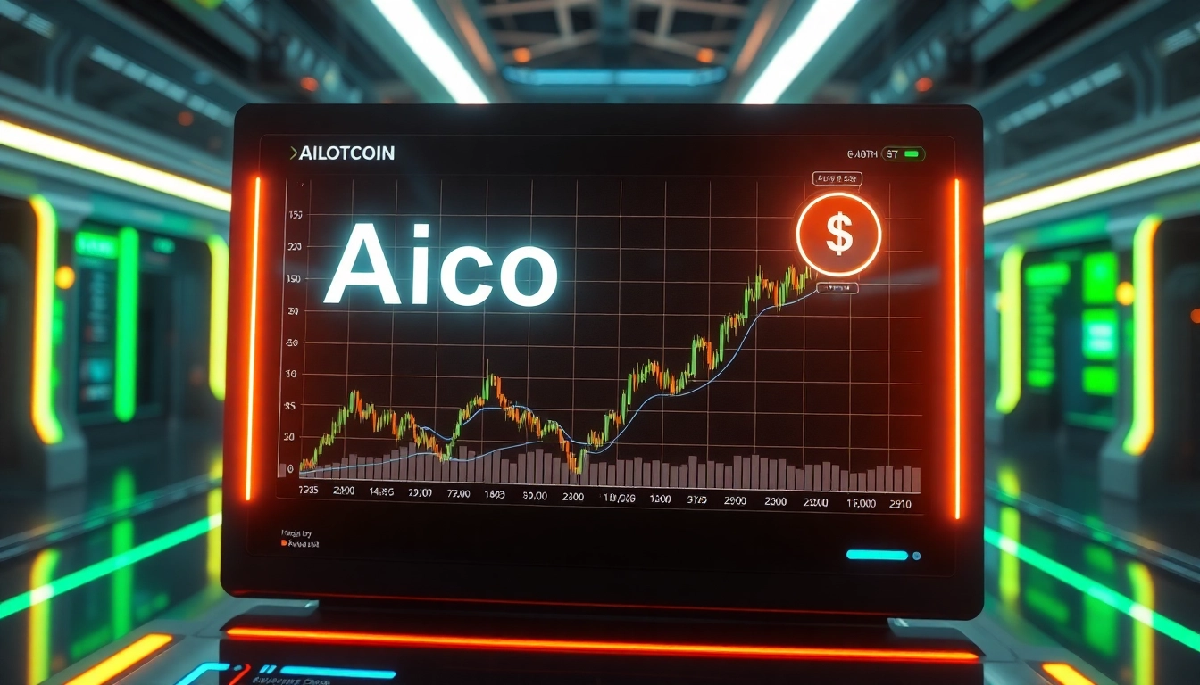 Aicoin digital chart illustrating market trends and data analysis in a sleek, modern style for